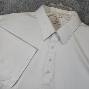 Collars & Co Dress Collar Polo Mens XL White Short Sleeve Polyester Performance